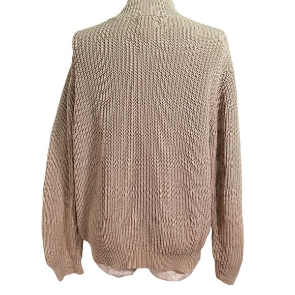 LL.. Bean Men's Cotton Zip Sweater Cardigan Khaki Large - Picture 5 of 11